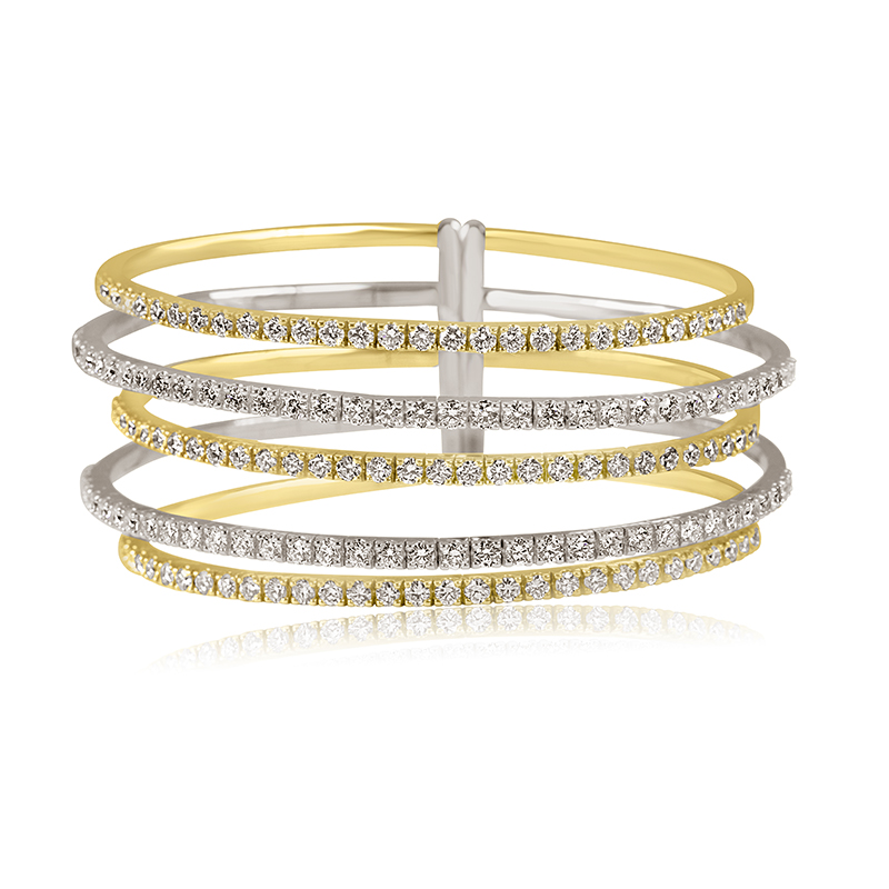 Cuff Bangle with 5 rows of Diamonds